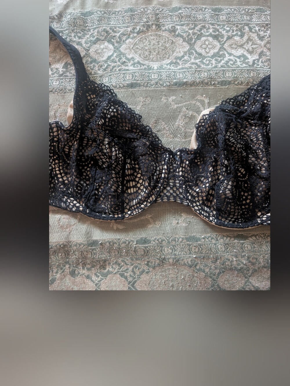 Cacique Black Sheer Lace Underwire Bra
